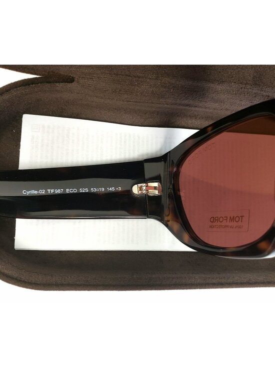 Tom Ford Cyrille-02 TF987 ECO 52S 53mm Rectangle Sunglasses Havana / Bordeaux main image 4